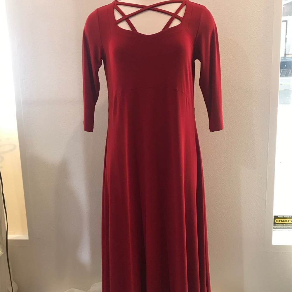 Red midi length dress by Sympli